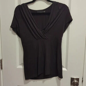 Black Draped V-Neck Top by The Limited
